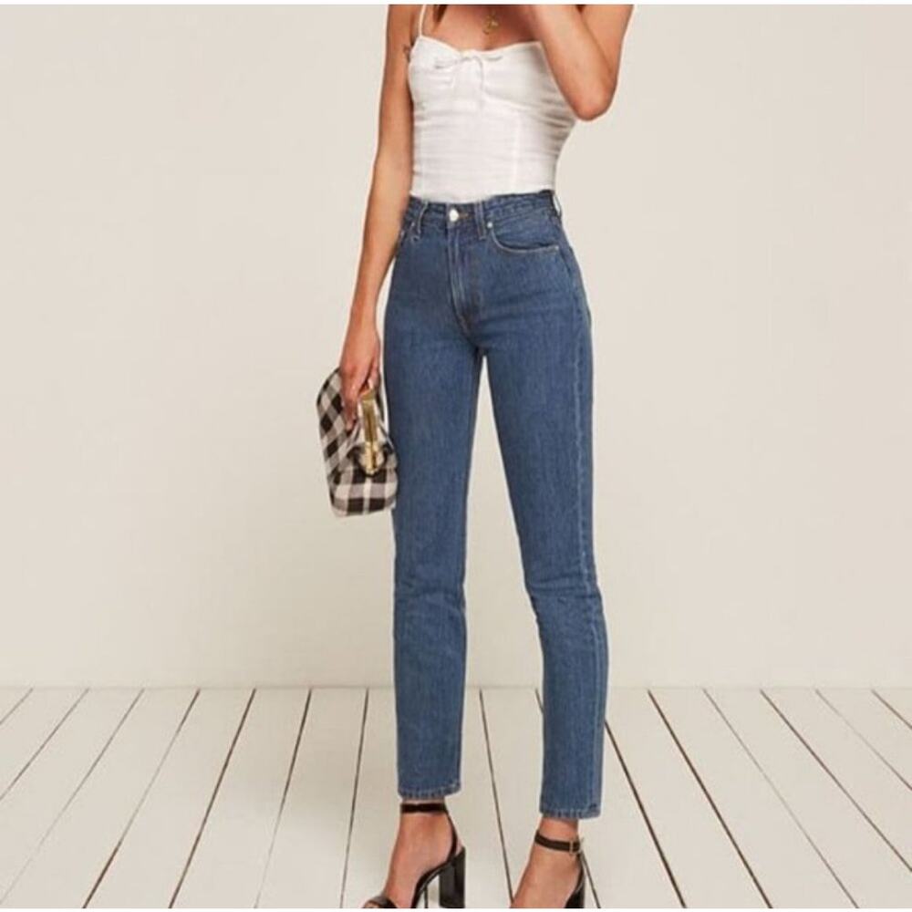Reformation Julia High-rise Cigarette Slim Fit Ankle Jeans Baltic Blue Size 25